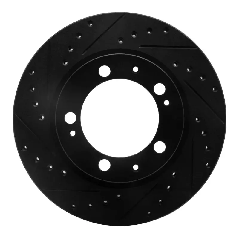 R1 89-97 Porsche 911 Front Left Drilled & Slotted Black Brake Rotor 1