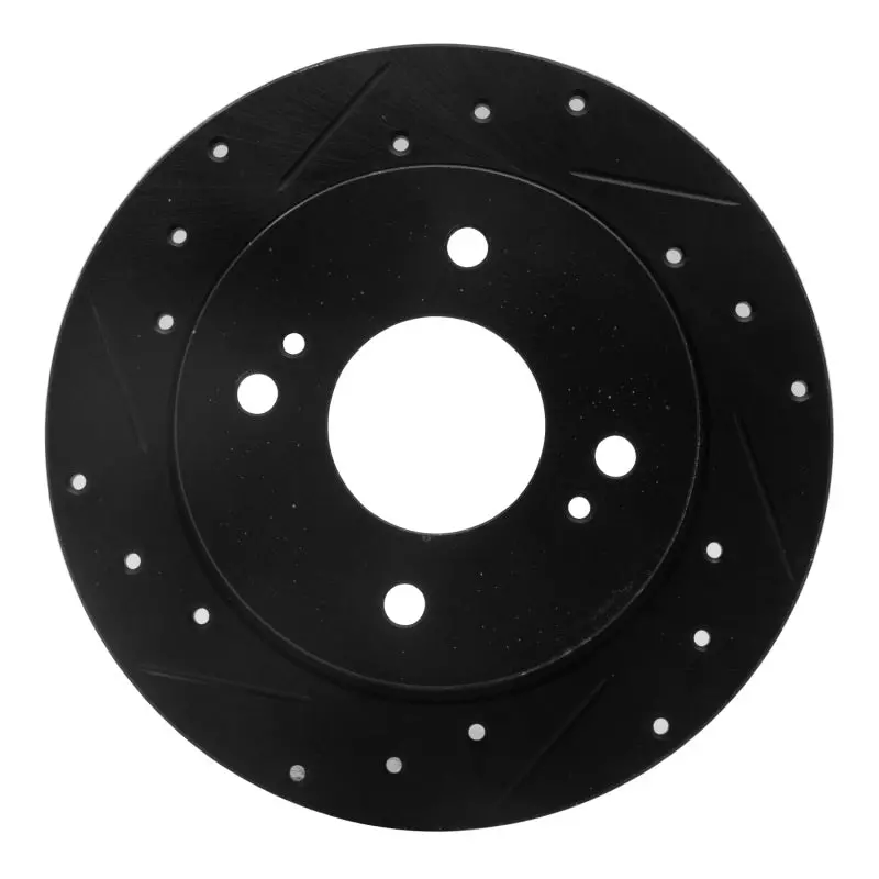 R1 89-98 Nissan 240Sx Rear Left Drilled & Slotted Black Brake Rotor 1