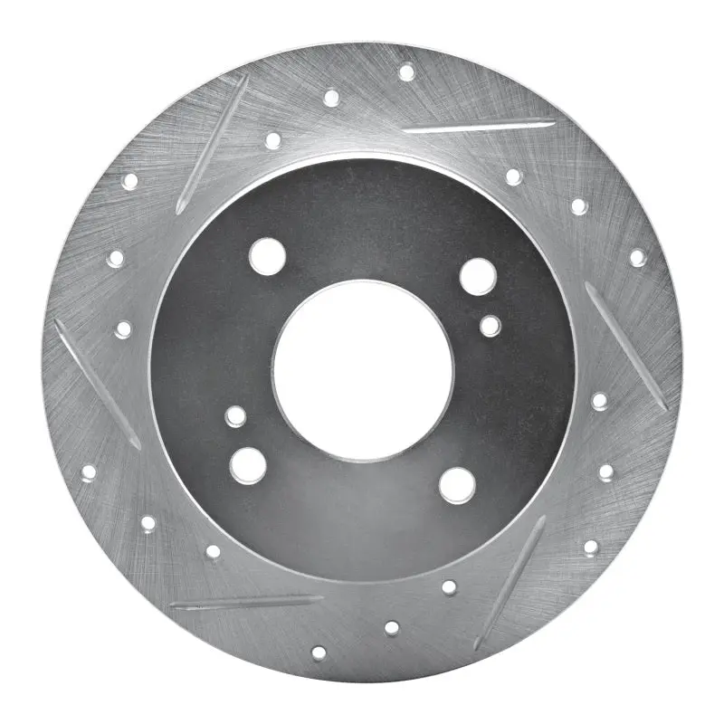 R1 89-98 Nissan 240Sx Rear Left Drilled & Slotted Silver Brake Rotor 1