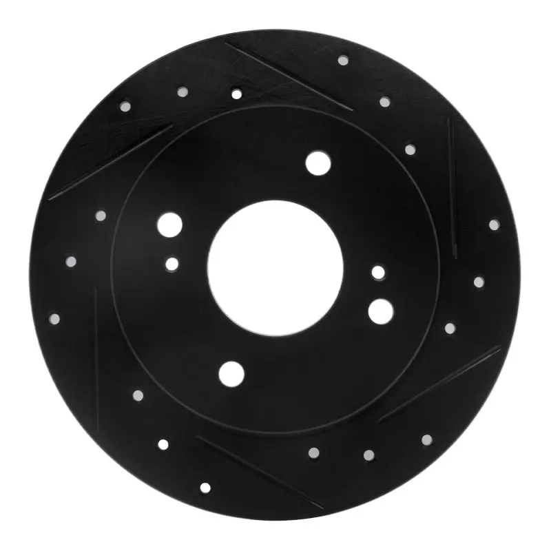R1 89-98 Nissan 240Sx Rear Right Drilled & Slotted Black Brake Rotor 1
