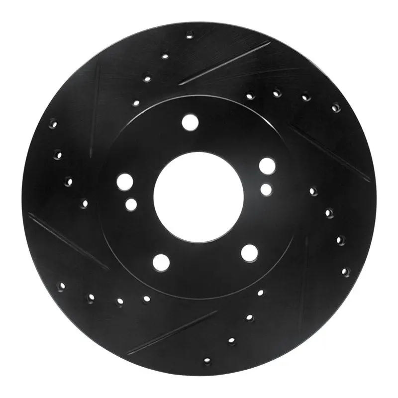 R1 89-99 Infiniti I30 Front Left Drilled & Slotted Black Brake Rotor 1