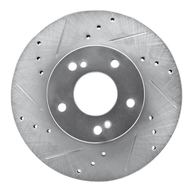 R1 89-99 Infiniti I30 Front Left Drilled & Slotted Silver Brake Rotor 1