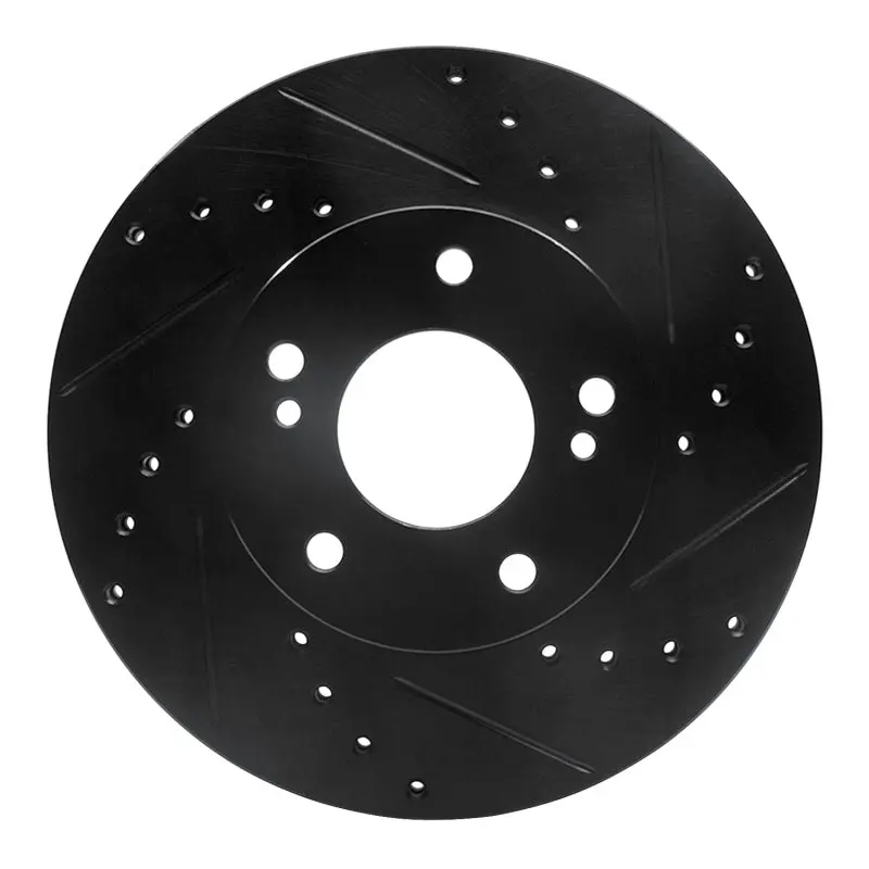 R1 89-99 Infiniti I30 Front Right Drilled & Slotted Black Brake Rotor 1