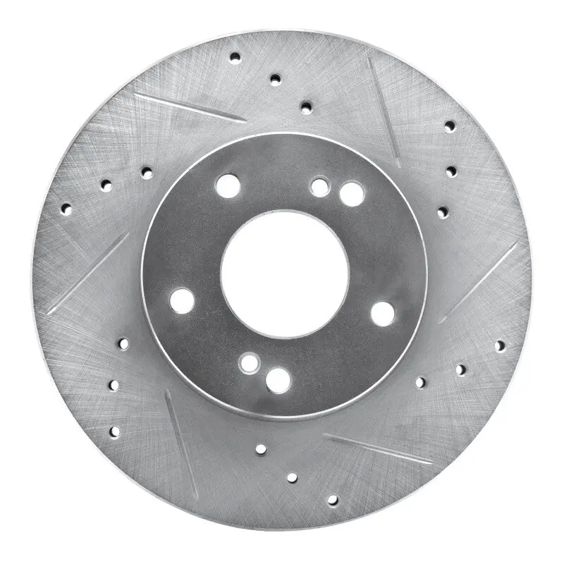 R1 89-99 Infiniti I30 Front Right Drilled & Slotted Silver Brake Rotor 1
