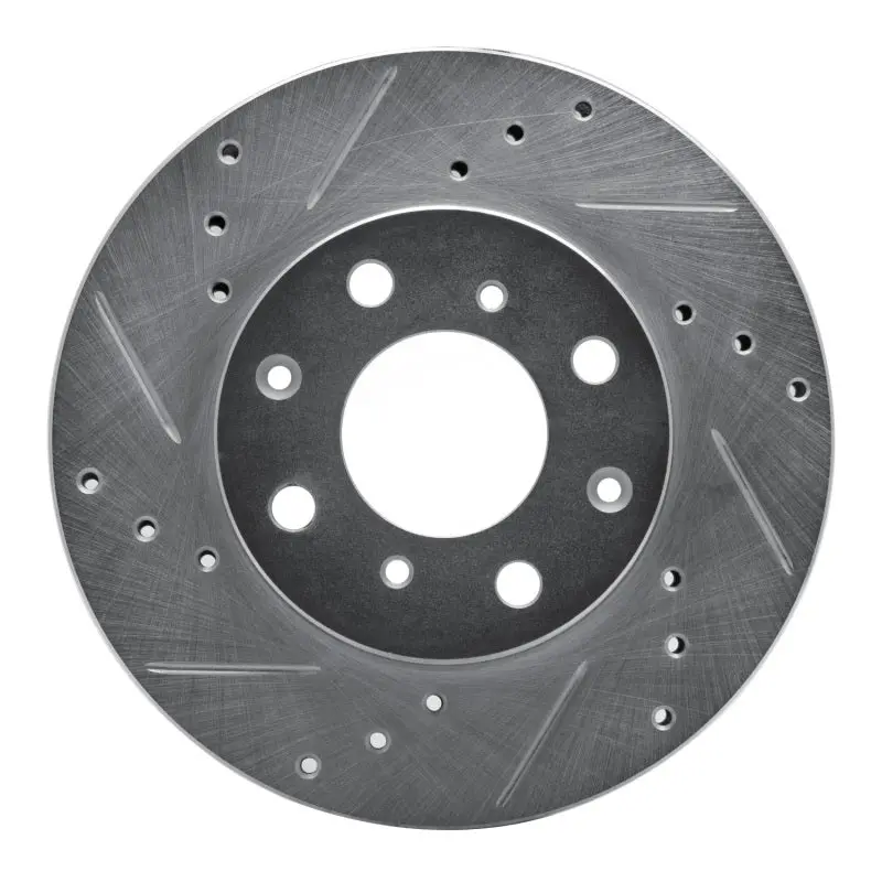 R1 90-00 Honda Civic Del Sol Front Left Drilled & Slotted Silver Brake Rotor 1