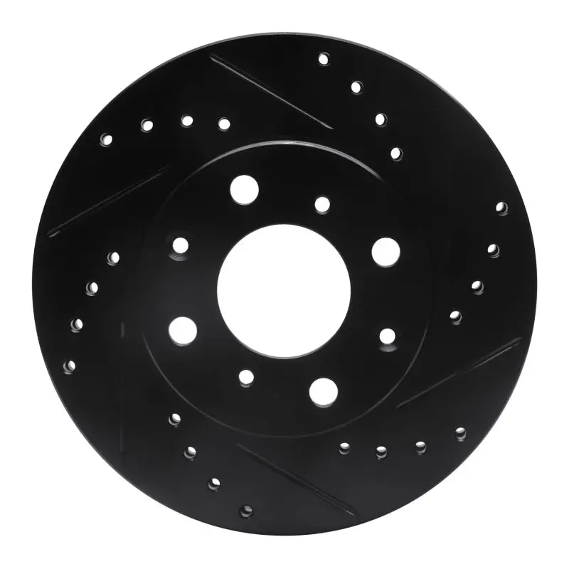 R1 90-00 Honda Civic Hatchback Front Right Drilled & Slotted Black Brake Rotor 1