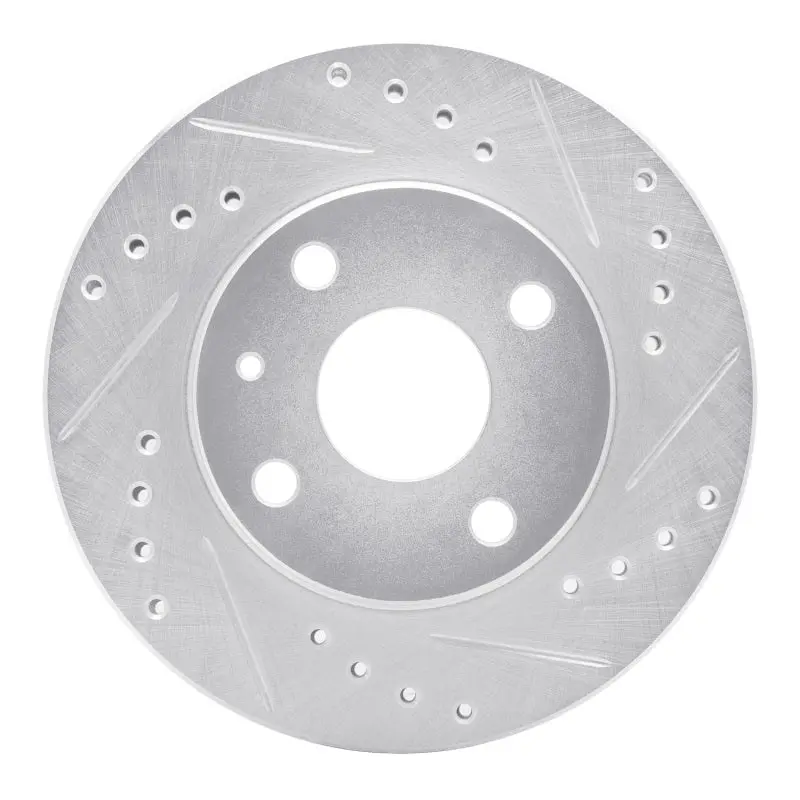 R1 90-01 Ford Escort Front Left Drilled & Slotted Silver Brake Rotor 1
