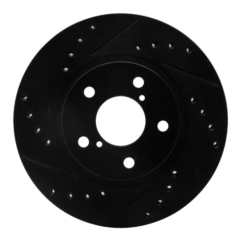 R1 90-01 Subaru Impreza Front Left Drilled & Slotted Black Brake Rotor 1