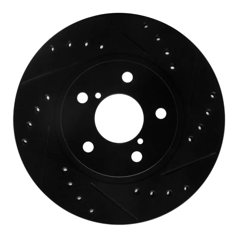 R1 90-01 Subaru Impreza Front Right Drilled & Slotted Black Brake Rotor 1