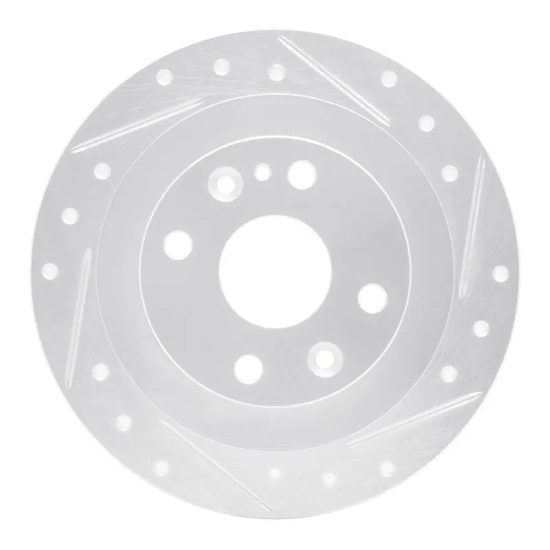 R1 90-03 Ford Escort Rear Right Drilled & Slotted Silver Brake Rotor 1