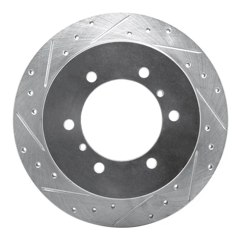 R1 90-04 Mitsubishi Montero Rear Left Drilled & Slotted Silver Brake Rotor 1