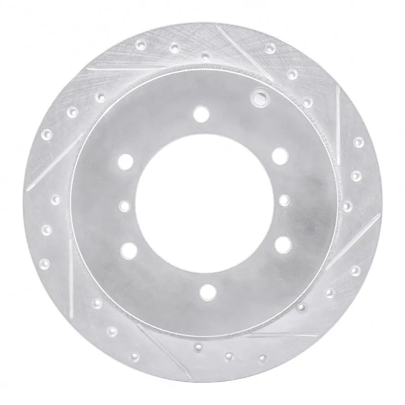 R1 90-04 Mitsubishi Montero Rear Right Drilled & Slotted Silver Brake Rotor 1