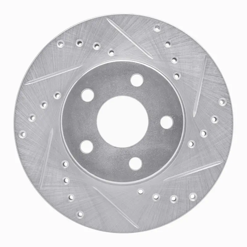 R1 90-05 Buick Skylark Front Right Drilled & Slotted Silver Brake Rotor 1
