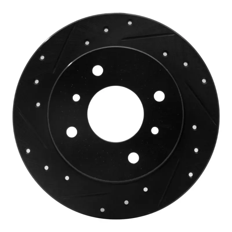 R1 90-06 Infiniti G20 Rear Left Drilled & Slotted Black Brake Rotor 1