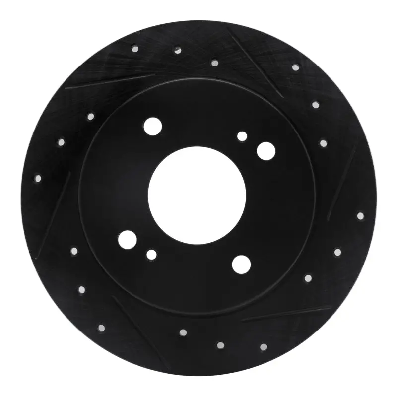 R1 90-06 Infiniti G20 Rear Right Drilled & Slotted Black Brake Rotor 1