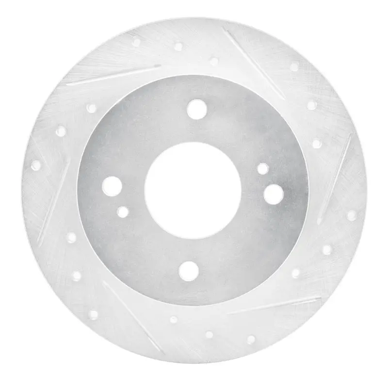 R1 90-06 Infiniti G20 Rear Right Drilled & Slotted Silver Brake Rotor 1