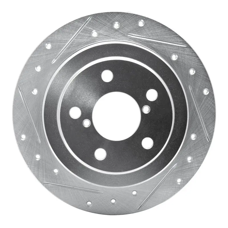 R1 90-08 Saab 9-2X Rear Left Drilled & Slotted Silver Brake Rotor 1