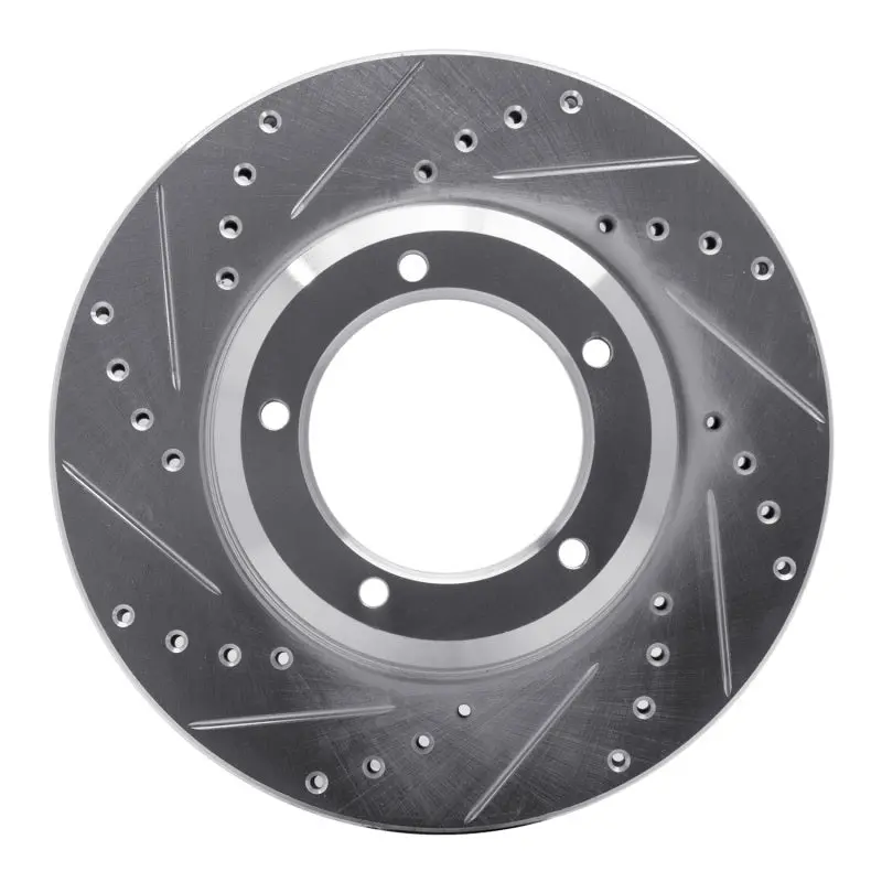 R1 90-16 Land Rover Defender 90 Front Left Drilled & Slotted Silver Brake Rotor 1