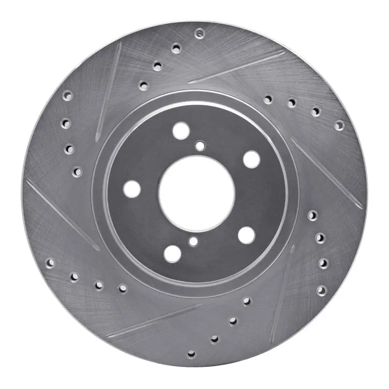 R1 90-16 Saab 9-2X Front Left Drilled & Slotted Silver Brake Rotor 1