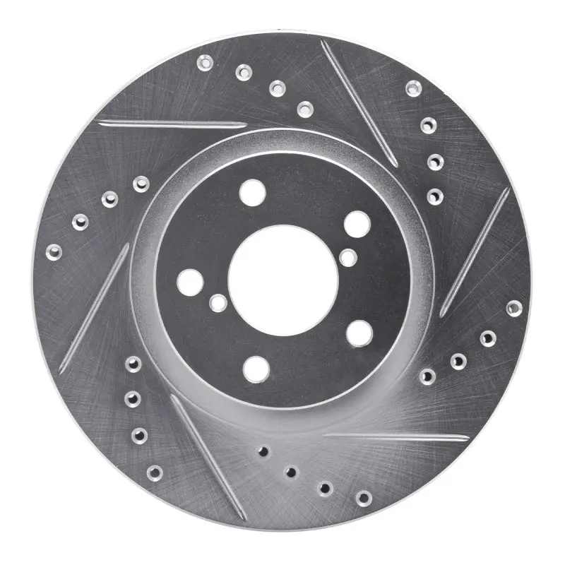 R1 90-16 Saab 9-2X Front Right Drilled & Slotted Silver Brake Rotor 1