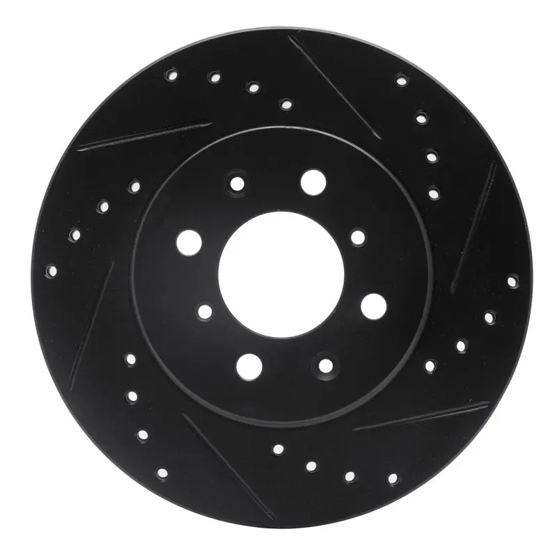 R1 90-17 Acura El Front Right Drilled & Slotted Black Brake Rotor 1