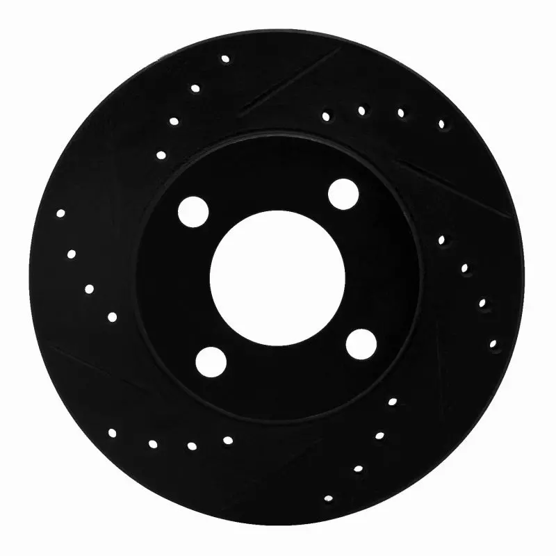 R1 90-91 Audi 90 Quattro Front Left Drilled & Slotted Black Brake Rotor 1