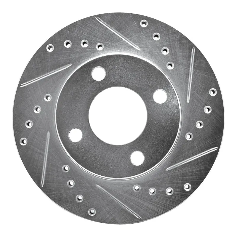 R1 90-91 Audi 90 Quattro Front Right Drilled & Slotted Silver Brake Rotor 1
