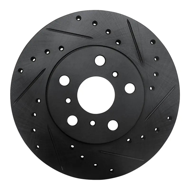 R1 90-91 Toyota Celica Front Right Drilled & Slotted Black Brake Rotor 1