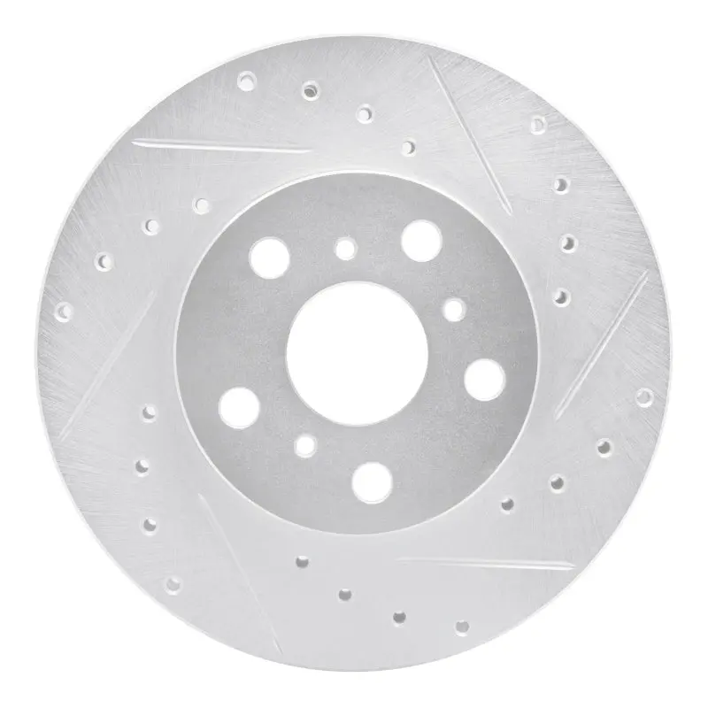 R1 90-91 Toyota Celica Front Right Drilled & Slotted Silver Brake Rotor 1
