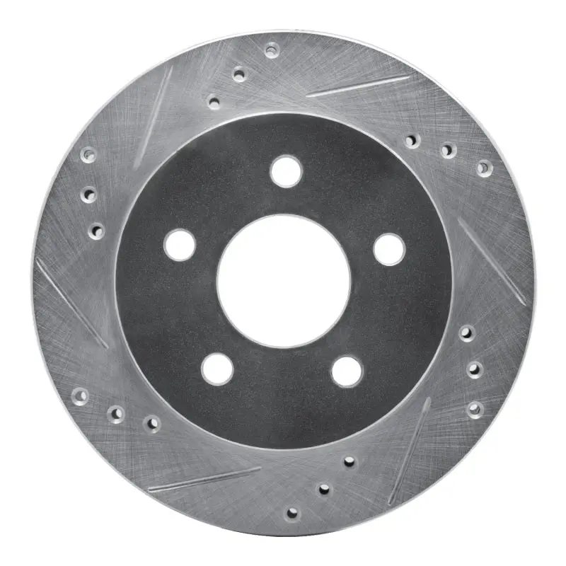R1 90-92 Ford Taurus Sho Rear Left Drilled & Slotted Silver Brake Rotor 1