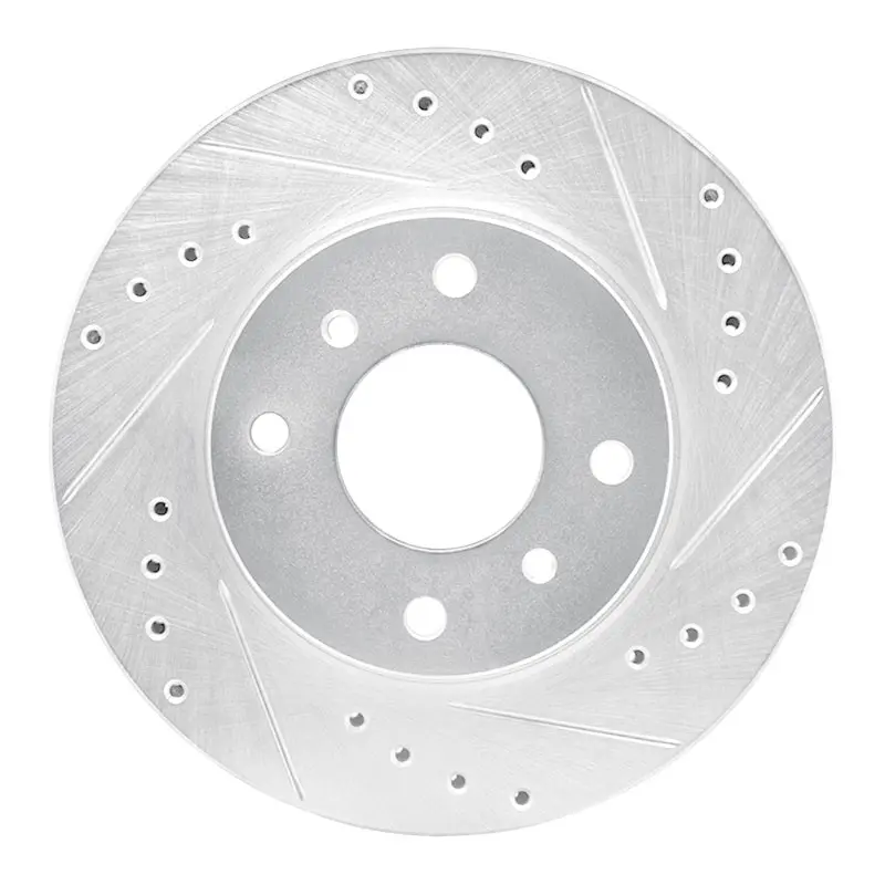 R1 90-92 Infiniti M30 Front Right Drilled & Slotted Silver Brake Rotor 1