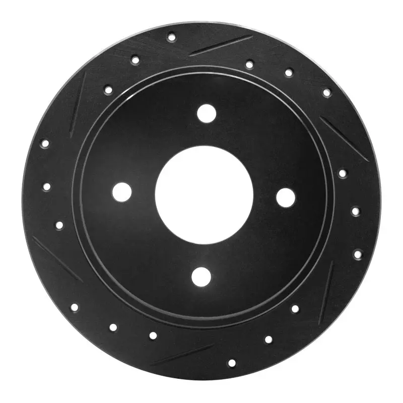 R1 90-92 Infiniti M30 Rear Left Drilled & Slotted Black Brake Rotor 1