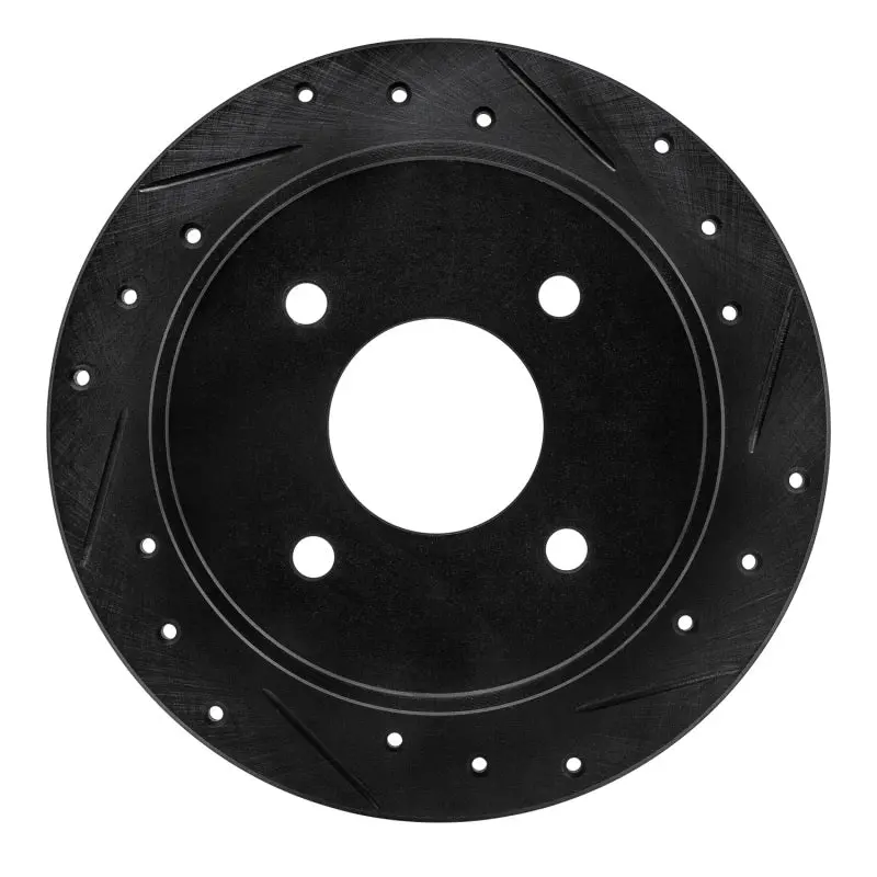 R1 90-92 Infiniti M30 Rear Right Drilled & Slotted Black Brake Rotor 1