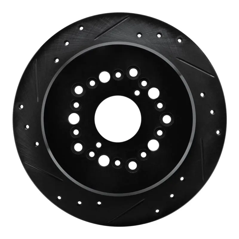 R1 90-92 Lexus Ls400 Rear Left Drilled & Slotted Black Brake Rotor 1
