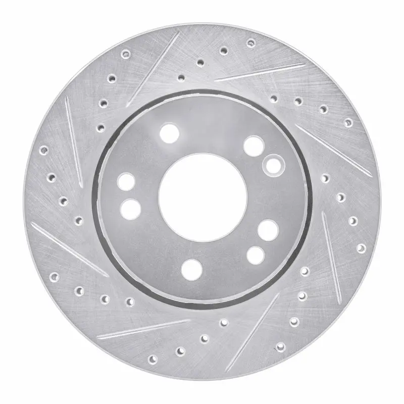 R1 90-92 Mercedes-Benz 300E Front Left Drilled & Slotted Silver Brake Rotor 1
