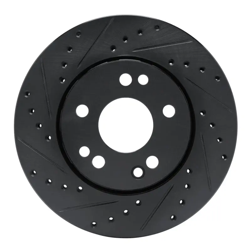R1 90-92 Mercedes-Benz 300Te Front Left Drilled & Slotted Black Brake Rotor 1