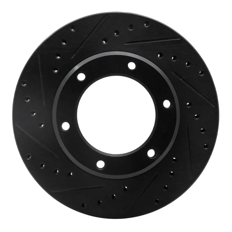 R1 90-92 Toyota Land Cruiser Front Left Drilled & Slotted Black Brake Rotor 1