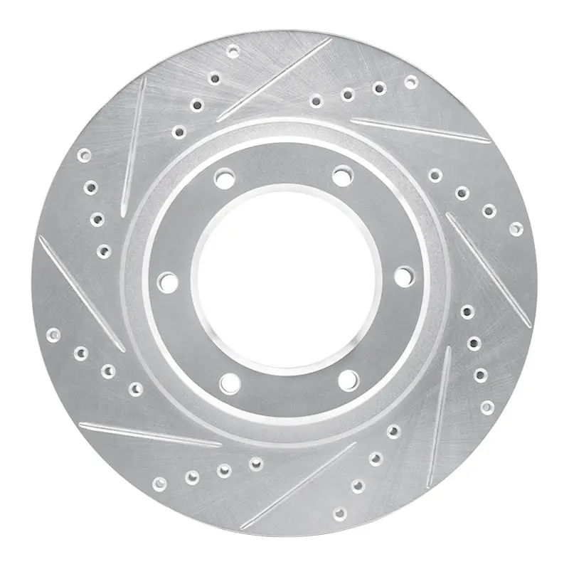 R1 90-92 Toyota Land Cruiser Front Left Drilled & Slotted Silver Brake Rotor 1