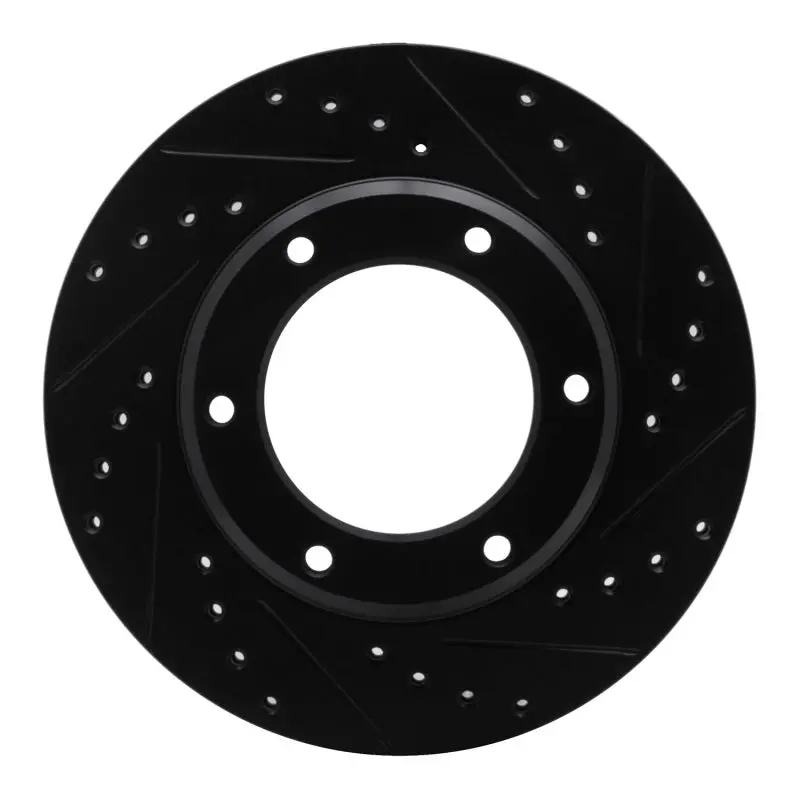 R1 90-92 Toyota Land Cruiser Front Right Drilled & Slotted Black Brake Rotor 1
