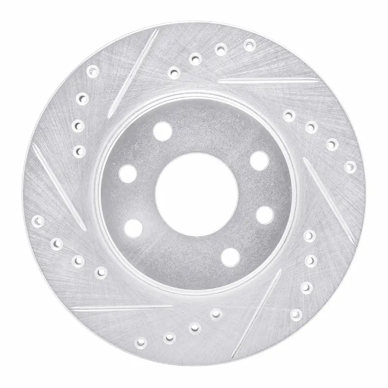 R1 90-93 Asuna Sunfire Front Left Drilled & Slotted Silver Brake Rotor 1