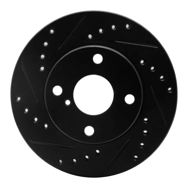 R1 90-93 Mazda Miata Front Left Drilled & Slotted Black Brake Rotor 1