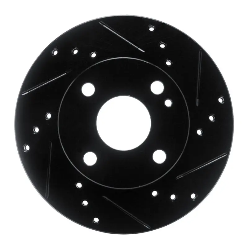 R1 90-93 Mazda Miata Front Right Drilled & Slotted Black Brake Rotor 1