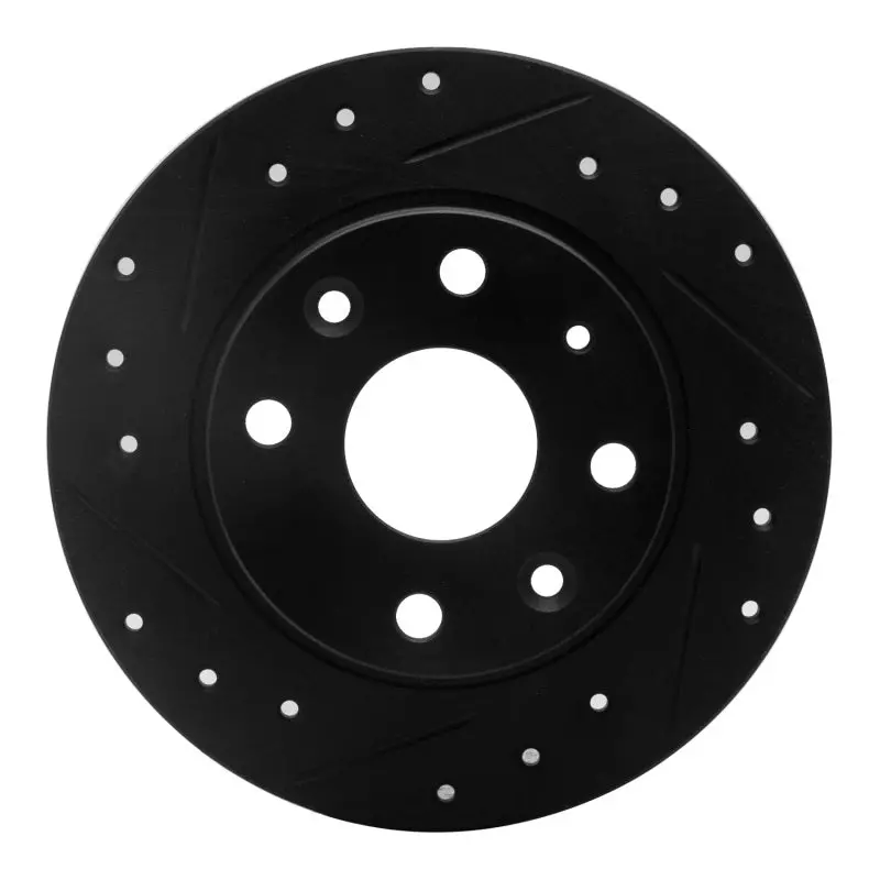 R1 90-93 Mazda Miata Rear Left Drilled & Slotted Black Brake Rotor 1