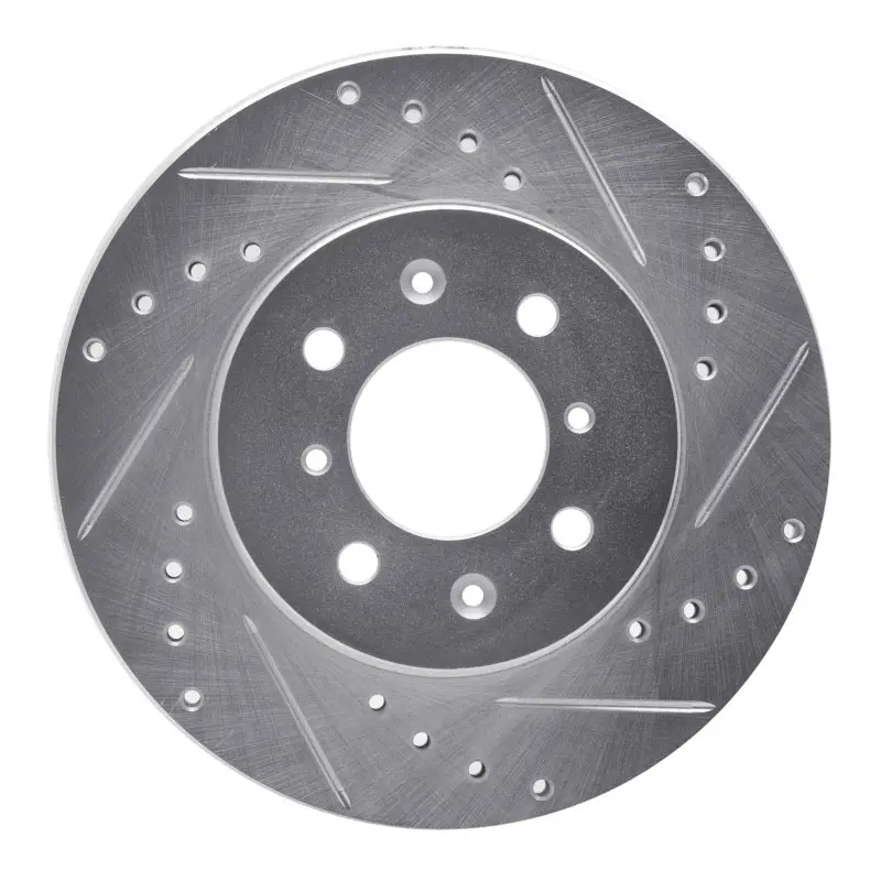 R1 90-93 Mitsubishi Galant Front Right Drilled & Slotted Silver Brake Rotor 1