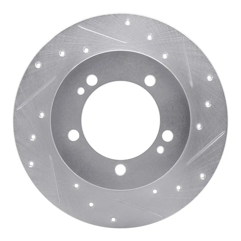 R1 90-94 Eagle Talon Rear Right Drilled & Slotted Silver Brake Rotor 1