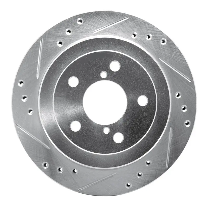 R1 90-94 Subaru Legacy Rear Left Drilled & Slotted Silver Brake Rotor 1