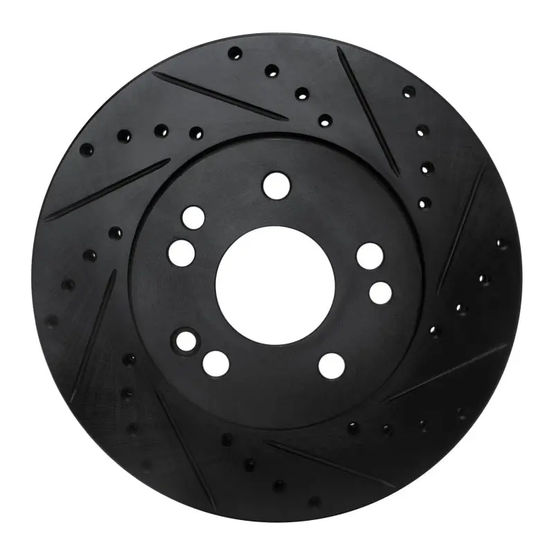 R1 90-95 Mercedes-Benz 300Ce Front Right Drilled & Slotted Black Brake Rotor 1