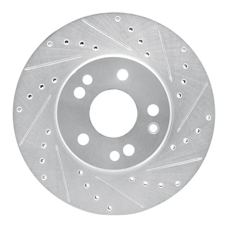 R1 90-95 Mercedes-Benz 400E Front Right Drilled & Slotted Silver Brake Rotor 1
