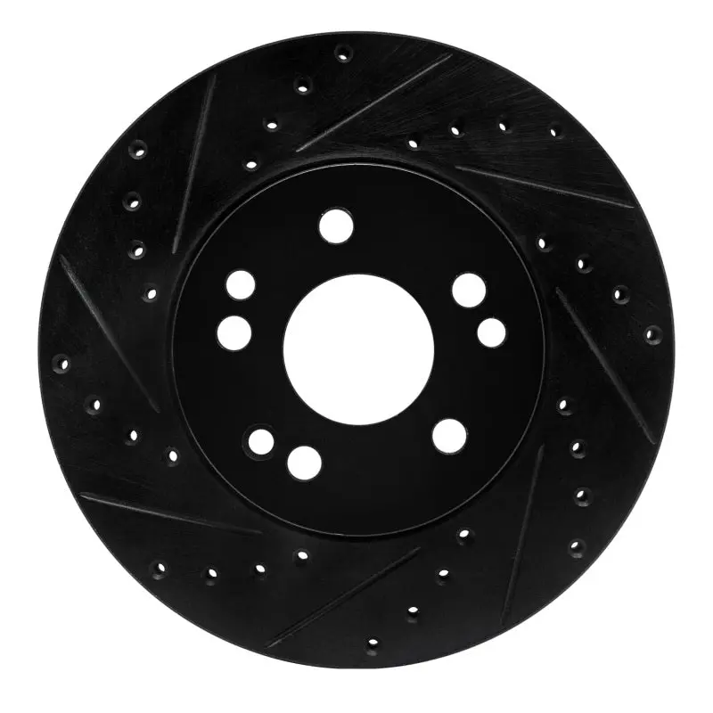 R1 90-95 Mercedes-Benz E320 Front Left Drilled & Slotted Black Brake Rotor 1