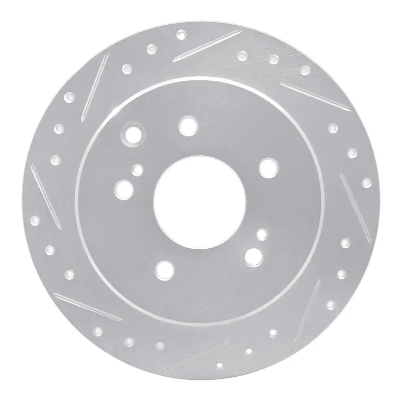 R1 90-96 Infiniti Q45 Rear Left Drilled & Slotted Silver Brake Rotor 1